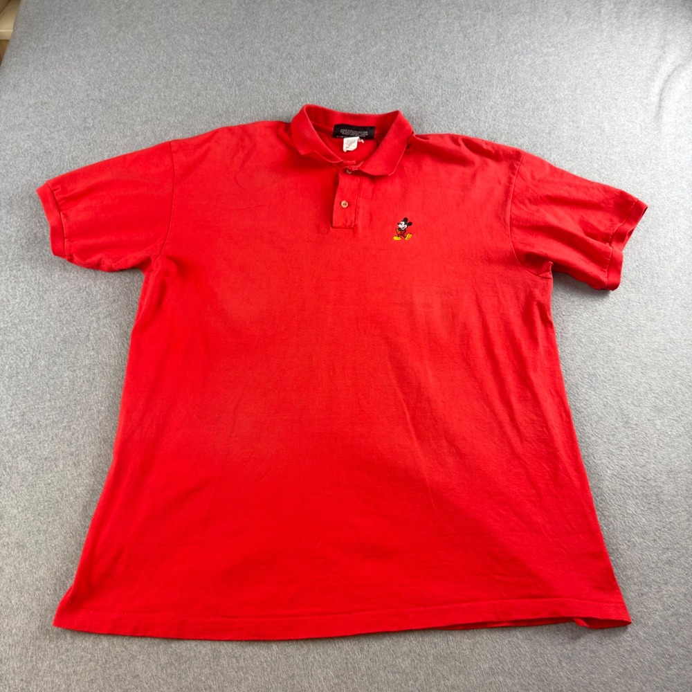 Vintage Disney Originals Mickey Mouse Embroidered Red Polo Shirt XXL USA Made
